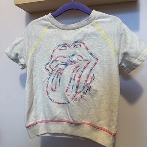 🎸 Rolling Stones Lounge Set – Girls 4T – Top & Shorts – Rainbow Logo